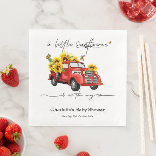 Een Kleine Zonnebloem Is Op Weg Baby Shower Servet