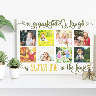 Een kleinkind dat lacht 8 Foto Collage met de hand Canvas Afdruk