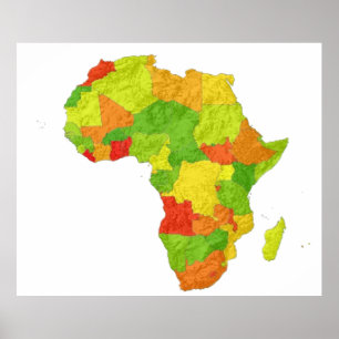 een kleur gecodeerde kaart van Afrika met zijn lan Poster