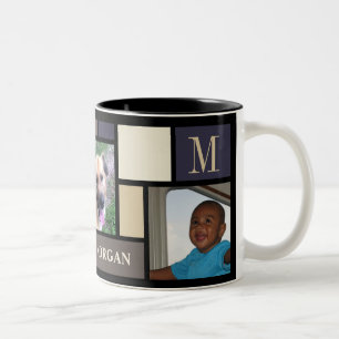 Een kleurenblok Kastal Calm Modern 3 Foto Tweekleurige Koffiemok