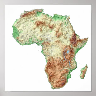 Een kleurgecodeerde kaart van Afrika met zijn land Poster