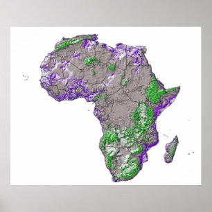 Een kleurgecodeerde kaart van Afrika met zijn land Poster