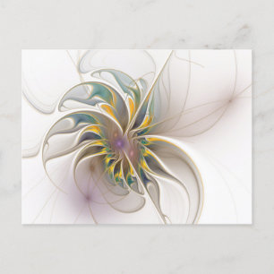 Een kleurrijk fractaal ornament. Abstracte bloem Feestdagenkaart