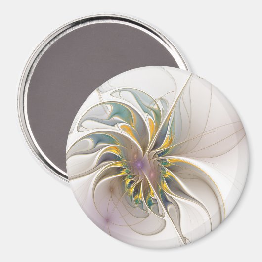 Een kleurrijk fractaal ornament. Abstracte bloem Magneet (Voorkant / Achterkant)