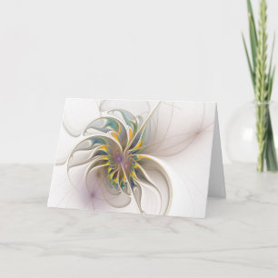 Een kleurrijk fractaal ornament. Abstracte bloem Notitiekaartje