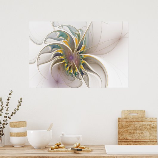 Een kleurrijk fractaal ornament. Abstracte bloem Poster (Keuken)