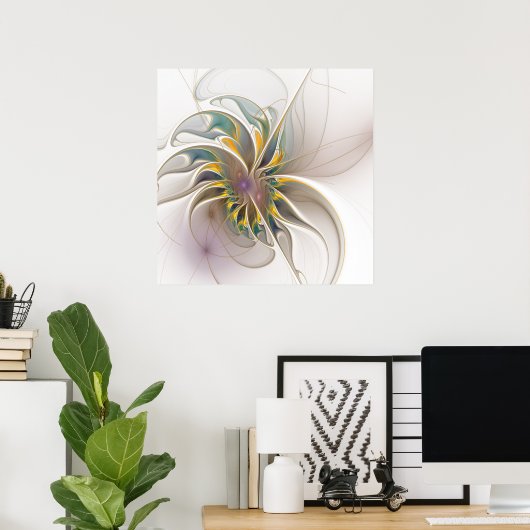 Een kleurrijk fractaal ornament. Abstracte bloem Poster (Thuiskantoor)