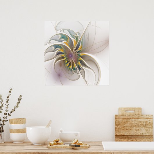 Een kleurrijk fractaal ornament. Abstracte bloem Poster (Keuken)