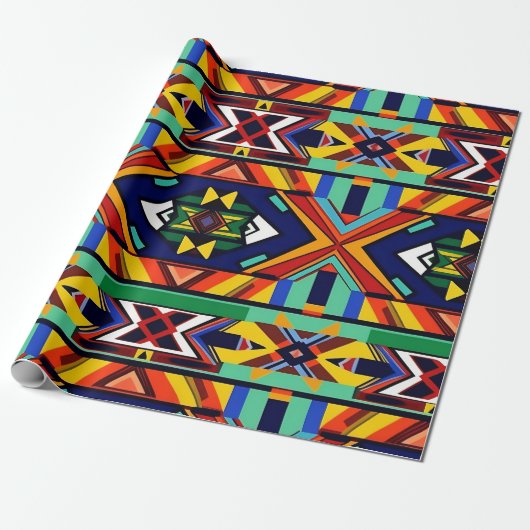 Een kleurrijk Ndstyle South afrika Pattern Cadeaupapier (Uitgerold)
