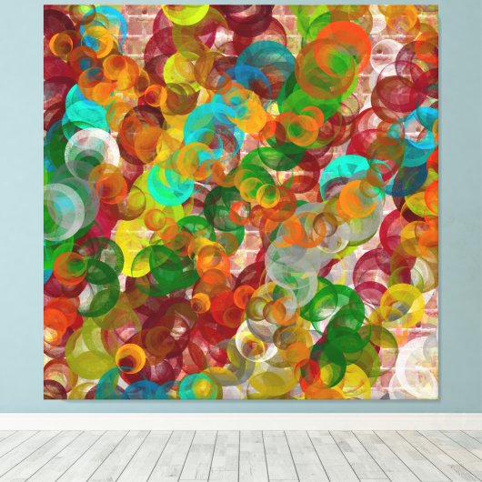 Een kleurrijke Abstracte brick en bubbels Modern Canvas Afdruk (Insitu (Houten vloer))