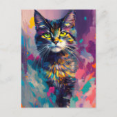 Een kleurrijke kat briefkaart (Voorkant)