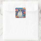 Een kleurrijke kat vierkante sticker (Tas)