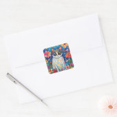 Een kleurrijke kat vierkante sticker (Envelop)