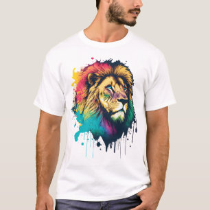 Een kleurrijke leeuw t-shirt