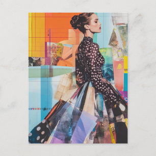 Een kleurrijke mode dame collage briefkaart
