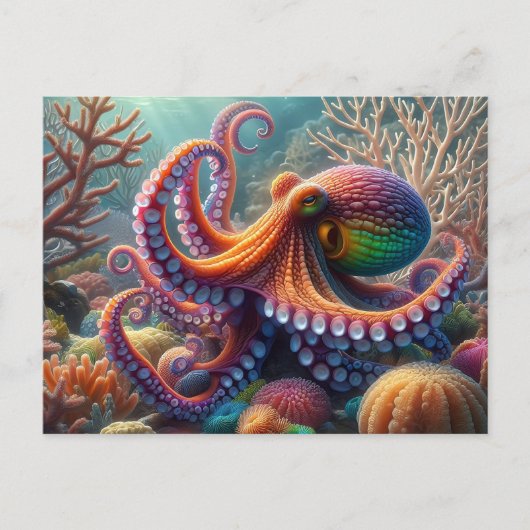 Een kleurrijke octopus briefkaart (Voorkant)