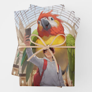 Een kleurrijke ontmoeting - Reuzenpapegaai in het Inpakpapier Vel