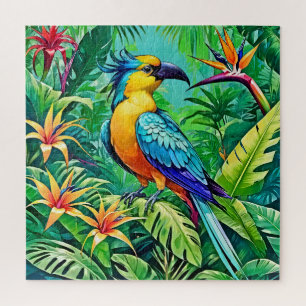 Een kleurrijke papegaai legpuzzel