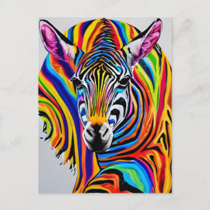 Een kleurrijke regenboog zebra briefkaart