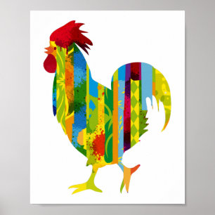 Een kleurrijke rooster poster