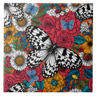 Een kleurrijke tuin tegeltje