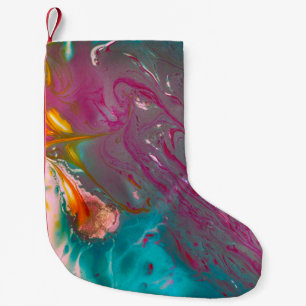 Een klonter van kleurrijke abstracte olie, geverfd kleine kerstsok