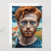 Een knap jong man, met natuurlijk rood haar bedankkaart (Voorkant / Achterkant)