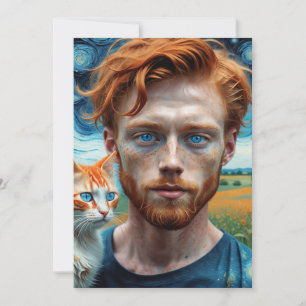 Een knap jong man, met natuurlijk rood haar bedankkaart