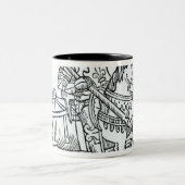 Een Knight, van Caxton's 'Game of the Chess' Tweekleurige Koffiemok (Center)