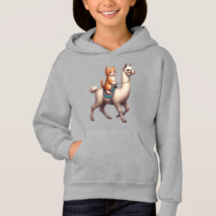 Een knuffel kitten rijden pluizige lama, kat en la