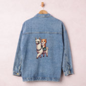 Een knuffel kitten rijden pluizige lama, kat en la denim jacket (Hangar)