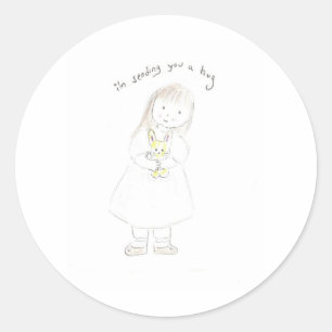 Een knuffel sturen ronde sticker