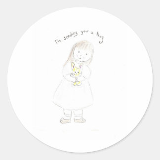 Een knuffel sturen ronde sticker