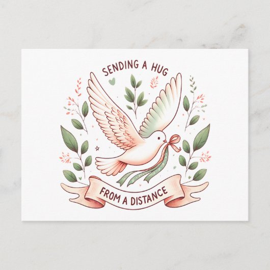 Een knuffel van een afstand sturen" Flying Dove Briefkaart (Voorkant)