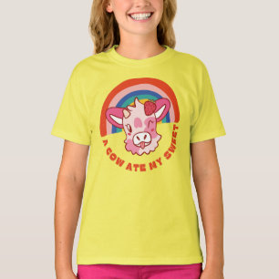 Een koe at mijn zoete slogan t-shirt