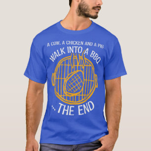 Een Koe een kip en een varken lopen in een BBQ het T-shirt