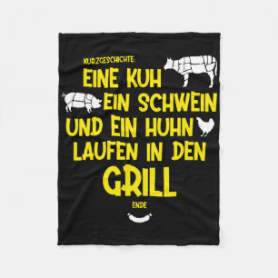 Een Koe, Een Varken En Een Kip Lopen In De Grill - Fleece Deken