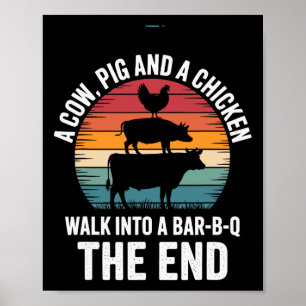 Een Koe Een Varken En Kip Lopen Naar Een R Grappig Poster