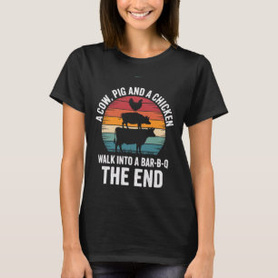 Een Koe Een Varken En Kippen Lopen In Een R Grappi T-shirt