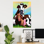 Een koe moeder en kind | AI Art Poster (Thuiskantoor)