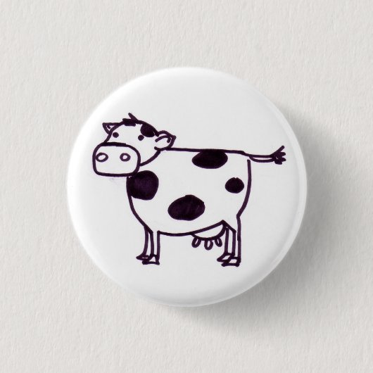 Een koe ronde button 3,2 cm (Voorkant)