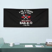 Een Koe van varkenskuikens loopt in een bar Funny  Spandoek (Beurs)