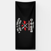 Een Koe van varkenskuikens loopt in een bar Funny  Spandoek (Verticaal)