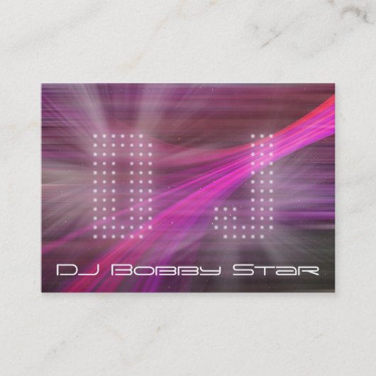 Een koel DJ roze visitekaartje met laserlicht (Voorkant)