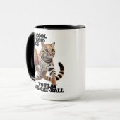 Eén koele kat die van bas-cat-bal houdt mok (Voorkant links)