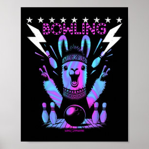 Een koele lama bowling met blikseminslag poster