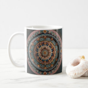 Een koffie mok met een esthetisch mandala ontwerp