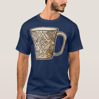 Een koffie mokken hand getrokken vector schone lij t-shirt