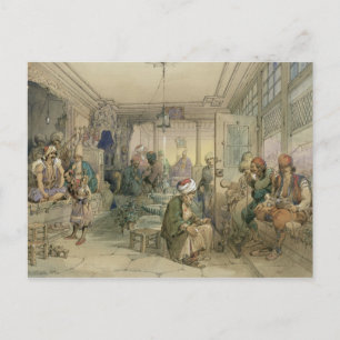 Een koffiehuis, Constantinopel, 1854 (pen & inkt & Briefkaart