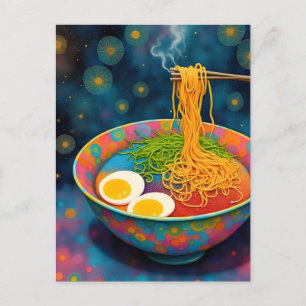 Een kom van Yummy Ramen en Eggs Briefkaart